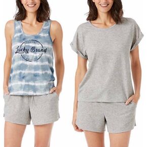 Lucky Brand Women's 3 Piece Pajama Lounge Set, Tee, Tank, & Short