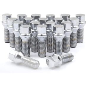 20 PC Chrome M14 X 1.25 Conical Lug Bolts with17mm Hex (24MM Long)