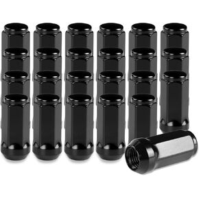 M14x1.5 Lug Nuts with Cone Seat | 3/4" 19mm Hex 1.9x0.87 inch Black Wheel Lug Nuts Compatible with Chevy Silverado Suburban 1500 Ford Expedition F-150 Ram 1500 & More, Set of 24