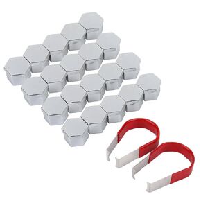 Keenso 20Pcs 17mm Wheel Lug Nut Bolt Hub Screw Silver Cover Tyre Protective Decor CenterCovers Bolt with Removal Tools