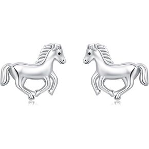925 Sterling Silver Horse Earrings Stud for Women Hypoallergenic Animal Horse Jewelry Gifts