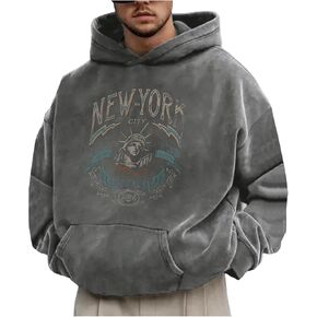 SOLY HUX Hoodies for Men Letter Graphic Long Sleeve Pocket Pullover Oversized Sweatshirt