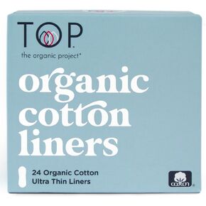TOP: Certified Organic 100% Cotton Ultra Thin Panty Liners | Non-Toxic, Biodegradable, Plant Based, Made in Europe, (Mom Created, Comfortable, Discreet, Fragrance & Dye Free, Women & Teens), 24 Count