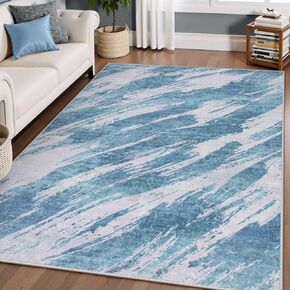 Lahome Abstract Washable Rugs 5x7, Non Slip Ultra-Thin Living Room Rugs Indoor Soft Bedroom Area Rug, Print Stain Resistant Non Skid Modern Rug Carpet for Dining Room Office Guest Room (5'x7',Brown)