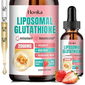 Liposomal Glutathione Supplement 2000mg, Liquid Glutathione Drops with Vitamin C, Master Antioxidants for Immune System, Aging Defense, Skin Health, Liver Detox-Superior Absorption, Strawberry 2 Fl Oz
