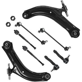 ‎Psrorkeu 8PCS Suspension Kit RH LH Front Lower Control Arm w/Ball Joint & Bushing Sway Bar Outer Inner Tie Rod End for Nissan Sentra 2007 2008 2009 2010 2011 2012 2.0L 2.5L K620373 K620374