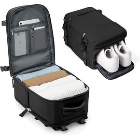 Small Black Gym Backpack for Women Men, Waterproof Sports Backpack with Expandable Shoe Compartment, Lightweight Travel Backpack Dance Backpack Casual Daypack Gym Bag