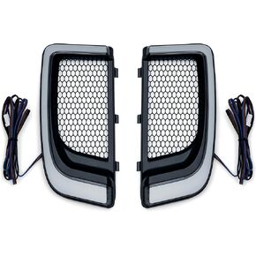 Kuryakyn 5064 Motorcycle Lighting Accessory: Tracer LED Running Light/Turn Signal Fairing Lower Grills for 2014-20 Harley-Davidson Motorcycles, Satin Black, 1 Pair