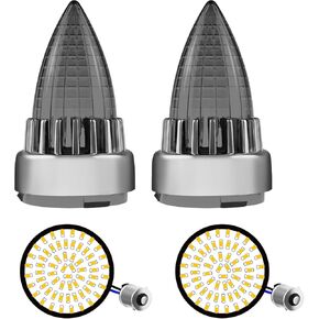 FATECIM Motorcycle 2" 1156 LED Rear Front Turn Signal Amber Light Bulb Blinker Indicator with Supersonic Replacement Smoke Lens for Harley Softail Touring Dyna Fat Boy Sportster Road King Street Glide