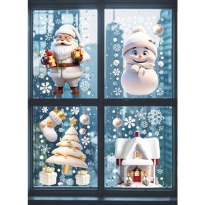 Christmas Snowflake Window Clings Stickers for Glass, Xmas Decals Decorations Holiday Snowflake for Party.113pcs