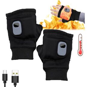 Portable Heating Gloves with Digital Display,Electric Heated Fingerless Gloves,Smart Thermostatic Heated Fingerless Gloves,Heated Gloves for Women,for Work Cycling Skiing Outdoor Snow