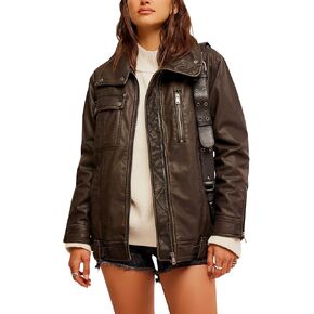 Free People Women's Buckle Up Vegan Leather Jacket