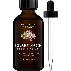 Brooklyn Botany Clary Sage Essential Oil – 100% Pure and Natural – Premium Grade Oil with Dropper - for Aromatherapy and Diffuser - 1 Fl Oz