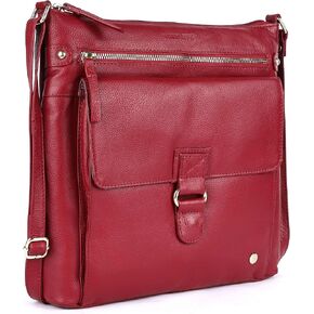 LEDERBUCK Shirley Large Soft Real Leather Womens Crossbody Handbags and Purses-Triple Zip Sling Crossover Shoulder Bag