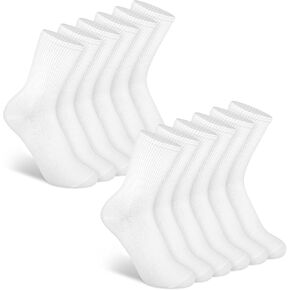 Lusofie 6 Pairs White Thin Cotton Socks for Women LightWeight White Crew Socks for Women Size 6-10 Cotton Athletic Casual Ankle Running Socks for Women All Season