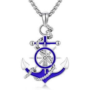Anchor Pendant Necklace for Men Women 925 Sterling Silver Nautical Anchor Navy Anchor Necklaces Inspirational Anchor Jewelry Gifts for Travelers Graduates Sailors