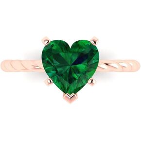 Clara Pucci 2 ct Heart Cut Created Emerald 14k White Gold Solitaire Wedding Engagement Bridal Promise Ring