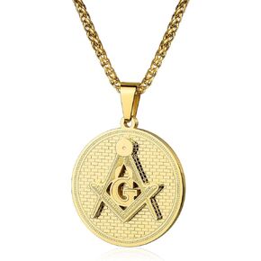 AMITER Masonic Necklace for Men, 20’’ 22’’ 24’’ 28’’ Chain Necklace for Masons, Mens Pendant Necklace Stainless Steel - Gift Box Packed