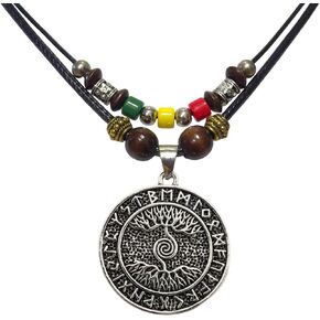 Double Layers Tribal-Inspired Beaded Rasta Hippie Necklace with Pendant, Wood, Metal, Assorted Colors Tree of Life Necklace for Men Sterling Silver Tree of Life Pendant Eagle Necklace Tree of Life Jewelry Gifts for Men,Women ,