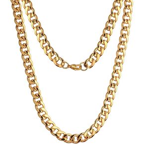 CrazyPiercing Fashion MEN Stainless Steel Faux Gold Curb Link Chain Necklace