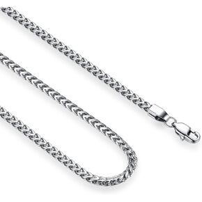 REVEMCN Reve Jewelry 3mm Stainless Steel Franco Chain Necklace for Men and Women, 20-30 Inches