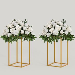 TEKXYZ Flower Stand for Wedding, 2 Pcs 15.75 Inch Tall Flower Stand, Metal Centerpiece Stand, Gold Centerpieces For Wedding, Event Party Props, Patio Decor