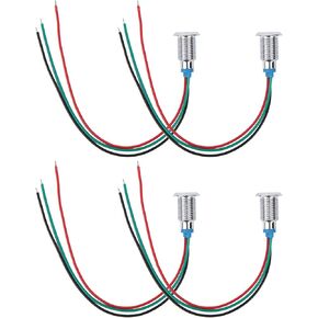 Hilitand 4 Sets Common Cathod Round LEDs, 10mm Pre‑Wired Dual Color LED Metal Waterproof Indicator Light 12‑24V(Red and Green)