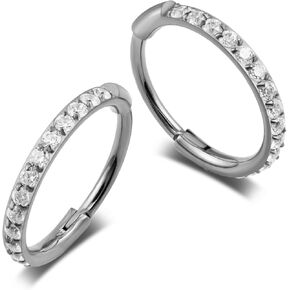 FINE4U 1 Pair ASTM F136 Titanium Hoop Earrings for Women, Trendy Dainty Earrings Gift