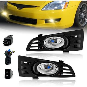 Fog Lights Compatible with 2003 2004 2005 Honda Accord 2 Door Coupe, A Pair Of Driving Fog Lights With Wiring Harness(Clear Lens)