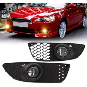 Fog Lights Assembly Replacement For 2008-2014 Mitsubishi Lancer with H11 12V 55W Included Switch And Wiring Kit(Clear Lens)