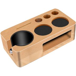 Espresso Tamping Station,Multifunctional Tamping Station,Non-slip Tamper Station,Espresso Station fit for storage 51-58mm Tamper Distributor Portafilter,Walnut Tamper Holder,Coffee Portafilter Holder