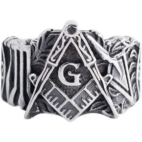 SUKKCCNO Vintage 925 Sterling Silver Masonic Rings for Men Retro Freemason Symbol Knights Templar Freemasonry Emblem Rings