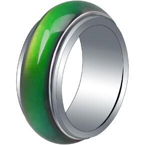 Color Changing Ring Mood Emotion Temperature Index Color Change Ring Anxiety Ring for Women Fidget Ring Stainless Steel Rotating Band Spinner Ring for Men 10#