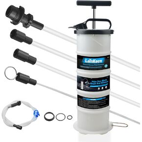 6.5L Pneumatic/Manual Oil Fluid Extractor Pump Tools Kit,Oil Change Vacuum Pump Extractor for Automotive/Boats Oil Transfer with Pump Tank Remover & 4 Tubes and A Brake Bleeding Hose
