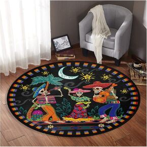 Yin Yang Symbol Round Area Rug Soft Non Slid 3 ft Chinese Ba-gua 8 Trigrams Circular Carpet Floor Mat for Living Room Bedroom Dining Home Seasonal Holiday Decor Washable