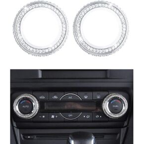 1797 Compatible AC Knobs Caps Decals Stickers for Mazda Bling Accessories Parts Air Conditioner Control 3 6 CX5 CX9 Covers Interior Inside Decorations Trim Women Men Crystal Silver Pack of 2