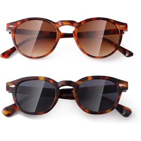 VIA LEECA Retro Round Sunglasses for Women Men Small Circle Tinted 46mm UV400 Protection Lens Shades Style