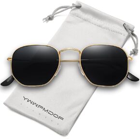 Polarized Sunglasses for Womens Men Trendy Square Hexagonal Flat Mirrored Sun Glasses UV Protection