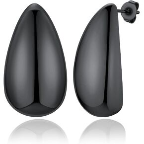FindChic Trendy Teardrop Earrings for Women Stainless Steel Stud Earrings Gold/Silver/Black Small/Large Waterdrop Dangle Earrings Hypoallergenic Jewelry, with Gift Box