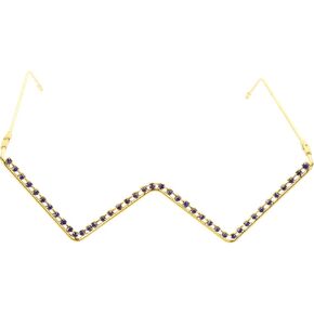 Beavorty Half Frame Sparkling Crystal Sunglasses Rhinestone Sunglasses Crystal Trim Jeweled Frame Costume Glasses for Women Men