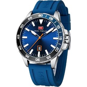 AIMES Mens Watches Stylish Casual Sports Military Watch for Men Quartz Luminous Calendar Easy Read Blue Silicone Band Waterproof Unique Wristwatch