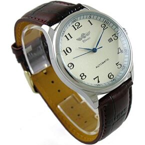 MASTOP Men's Classic Automatic Mechanical Day Calendar Luxury Leather Band Watch