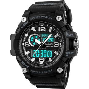 SKMEI Men's Digital Sports Watch, 50M Waterproof Military Watches LED Screen Large Face Stopwatch Alarm Wristwatch