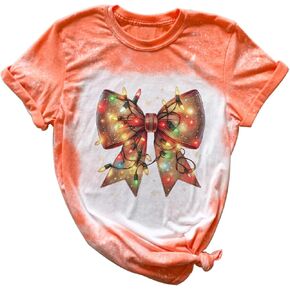 Bleached T-Shirts for Women Light Coquette Bow Sublimation Graphic T Shirts for Women Comfy Tops