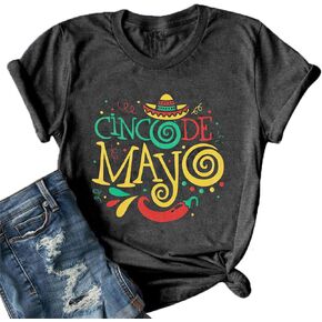 Cinco De Mayo Shirt Women Let's Fiesta T-Shirt Mexico Party Shirt Happy Festival Short Sleeve Tops