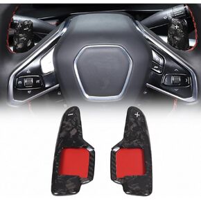 Car Steering Wheel Paddles Shifter Extensions Cover Trim Compatible with Corvette C8 Stingray 2020 2021 2022 2023, Auto Interior Shift Trim Cover Accessories(red carbon)