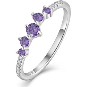 Stackable Rings 925 Sterling Silver Halo Eternity Ring for Women Birthstone Stacking Band Size 5-10