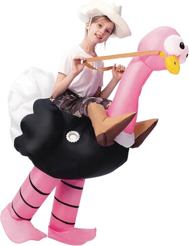 Spooktacular Creations Halloween Inflatable Costume Kids, Riding an Ostrich Blow-up Costume Hat Girls Pink Inflatable Suit in Kuwait