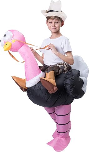 Spooktacular Creations Halloween Inflatable Costume Kids, Riding an Ostrich Blow-up Costume Hat Girls Pink Inflatable Suit in Kuwait
