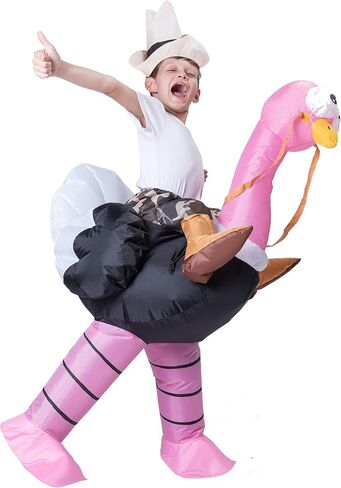 Spooktacular Creations Halloween Inflatable Costume Kids, Riding an Ostrich Blow-up Costume Hat Girls Pink Inflatable Suit in Kuwait